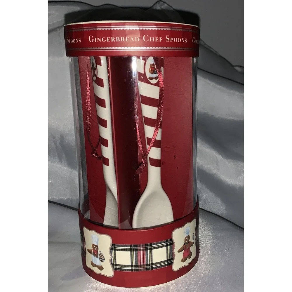 Williams Sonoma Gingerbread Chef Spoon Set of 4 Earthenware Marc Lacaze 2009 NEW